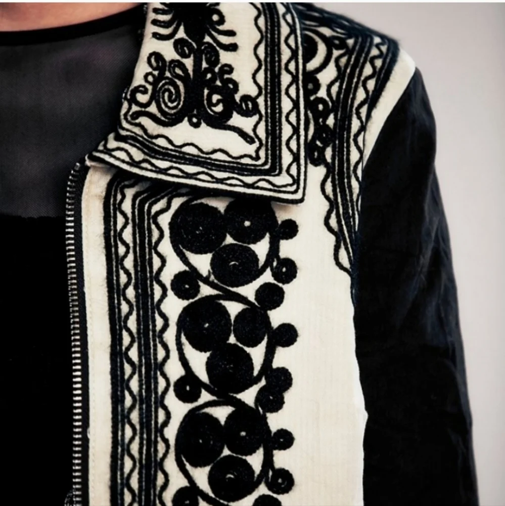 Free People Boho Embroidered Coat Jacket - Picture 3 of 8